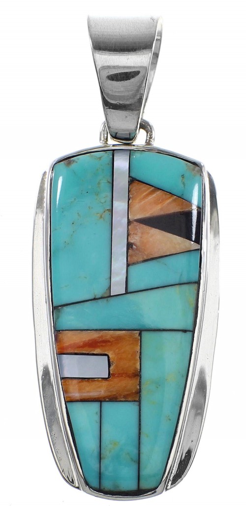Sterling Silver And Multicolor Southwest Pendant YX94737
