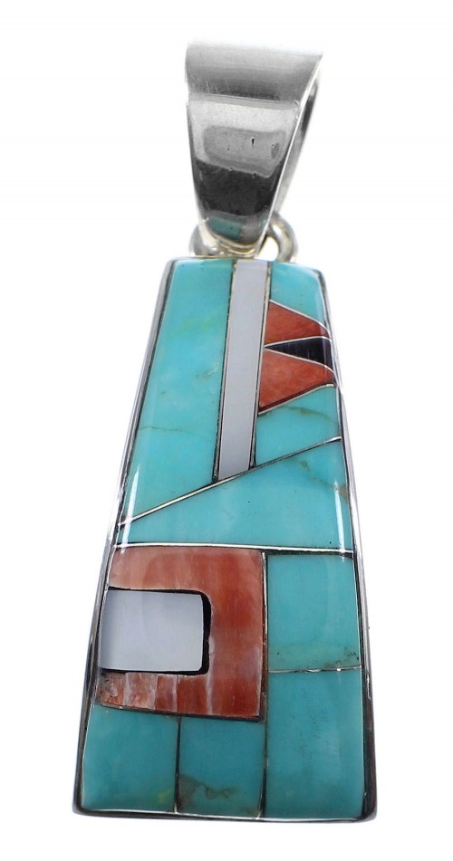 Authentic Sterling Silver And Multicolor Southwestern Pendant YX94742