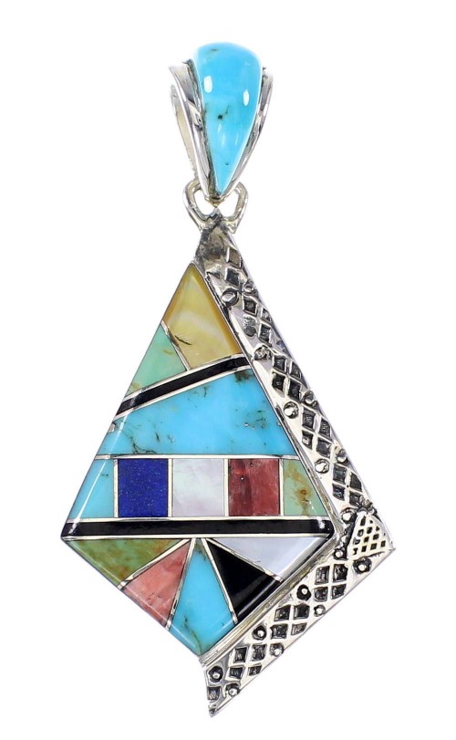 Multicolor Inlay Genuine Sterling Silver Pendant RX95646