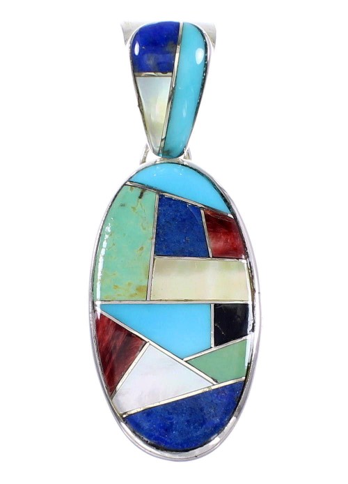 Southwest Jewelry Multicolor Sterling Silver Pendant RX95648