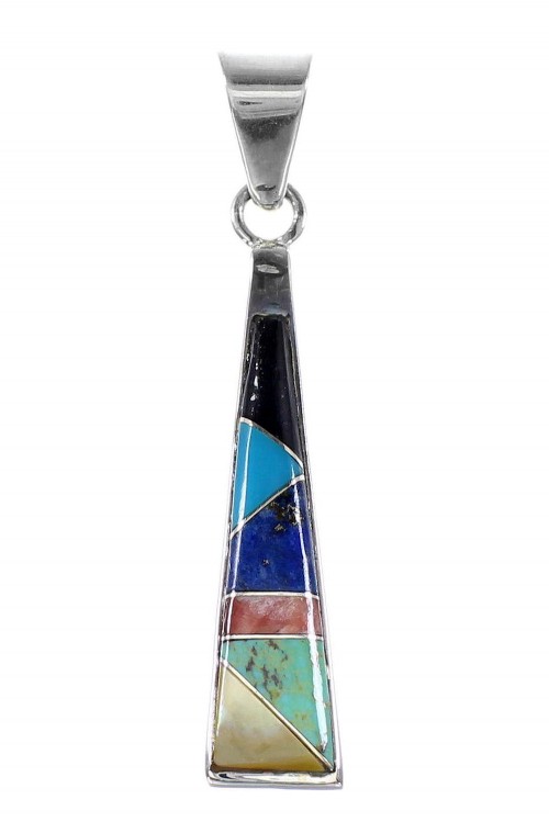 Southwest Multicolor Inlay Genuine Sterling Silver Pendant RX95675