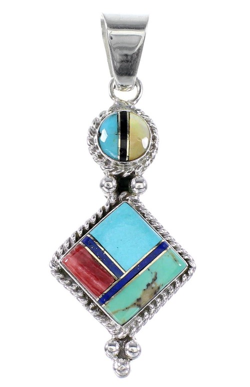 Sterling Silver Multicolor Southwest Jewelry Pendant RX95677