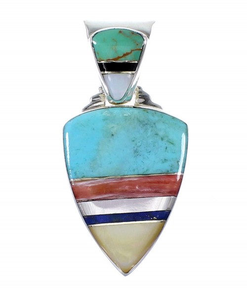 Multicolor Southwestern Sterling Silver Pendant AX94480