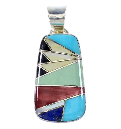 Sterling Silver Southwest Multicolor Inlay Pendant AX94494