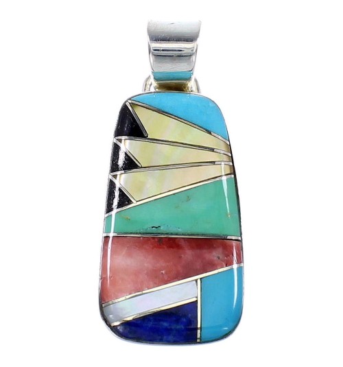 Silver Southwest Multicolor Inlay Jewelry Pendant AX94498