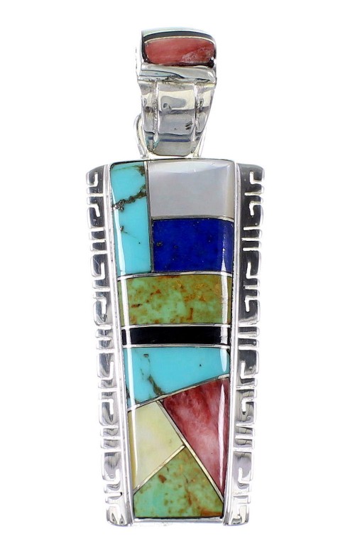 Multicolor Inlay Genuine Sterling Silver Pendant AX94501