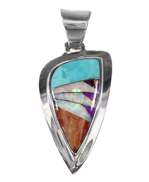 Multicolor Authentic Sterling Silver Southwest Pendant YX94464