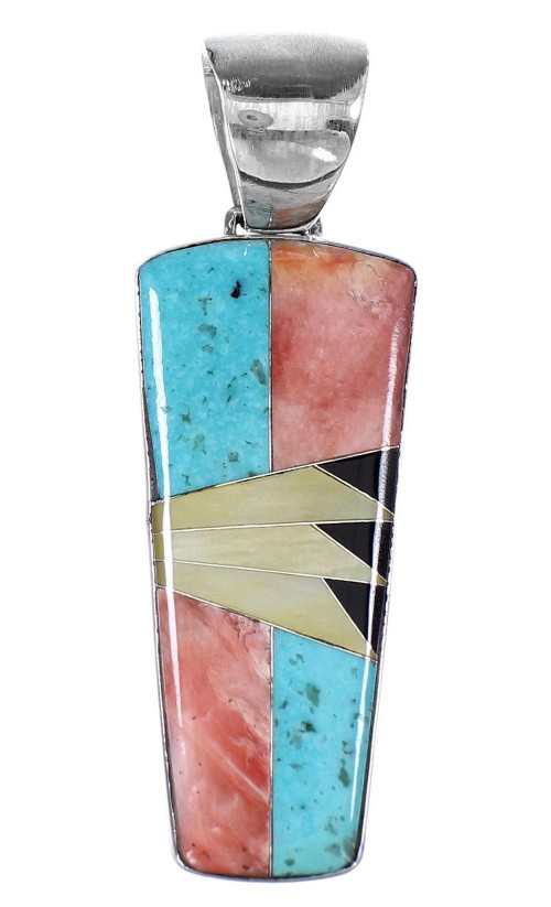 Genuine Sterling Silver Southwestern Multicolor Pendant YX94509