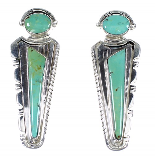 Turquoise Inlay Genuine Sterling Silver Post Earrings AX94978