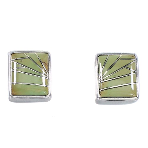 Silver Turquoise Inlay Jewelry Southwestern Post Earrings AX95025