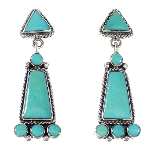 Turquoise Sterling Silver Southwestern Post Dangle Earrings YX94548