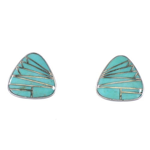 Turquoise Genuine Sterling Silver Southwestern Post Earrings YX94551