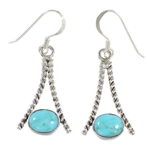 Silver Turquoise Southwest Hook Dangle Earrings YX94559