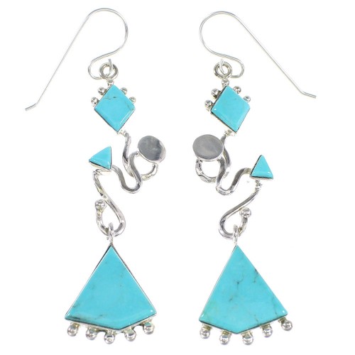 Sterling Silver Turquoise Southwestern Hook Dangle Earrings YX94562