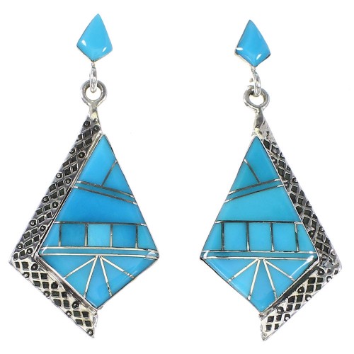 Sterling Silver Turquoise Southwestern Post Dangle Earrings AX95037