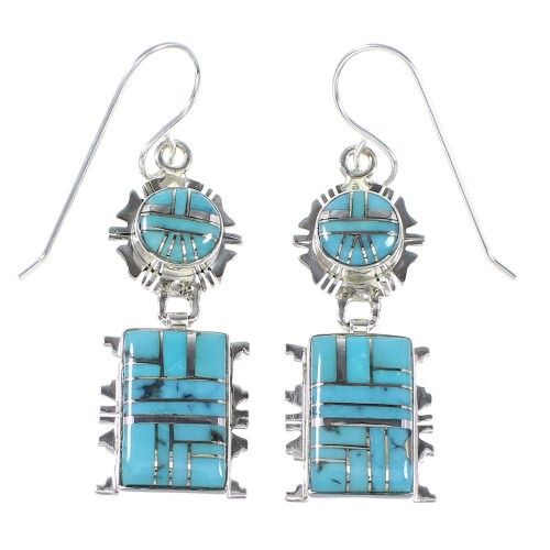 Sterling Silver Turquoise Hook Dangle Earrings AX94620