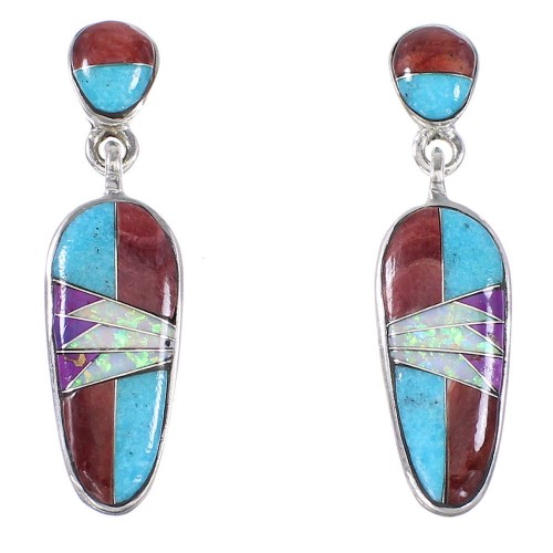 Silver Jewelry Multicolor Post Dangle Earrings AX94698