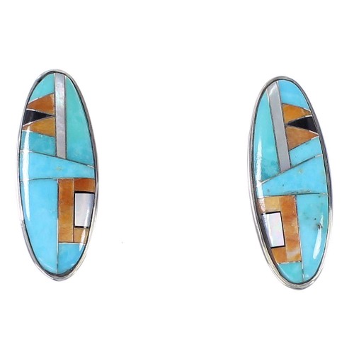 Sterling Silver Southwestern Multicolor Post Earrings AX94757