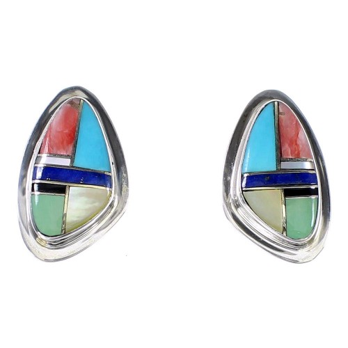 Sterling Silver Multicolor Southwest Post Earrings RX94821