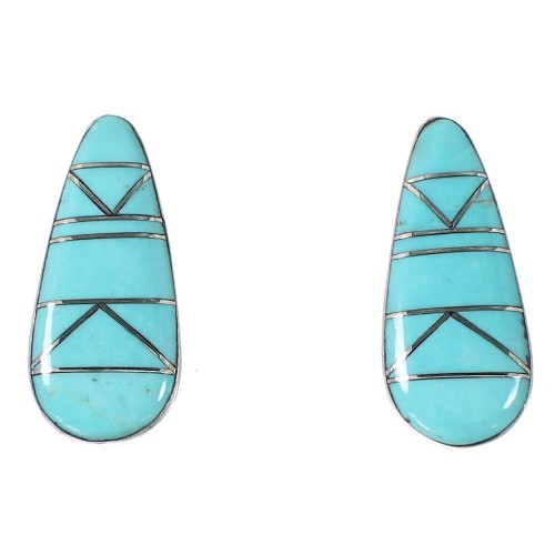Sterling Silver Turquoise Inlay Southwest Jewelry Post Earrings RX95749