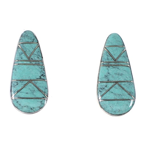 Turquoise Genuine Sterling Silver Jewelry Post Earrings RX95753