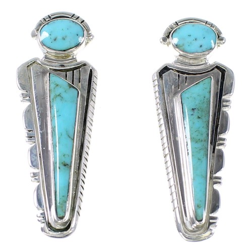 Turquoise Genuine Sterling Silver Jewelry Post Earrings RX95872