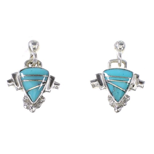 Turquoise Sterling Silver Post Dangle Earrings AX94841