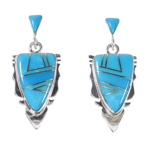 Turquoise Sterling Silver Arrowhead Post Dangle Earrings AX94842