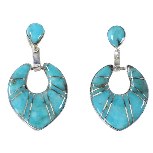 Turquoise Sterling Silver Southwestern Post Dangle Earrings AX94848