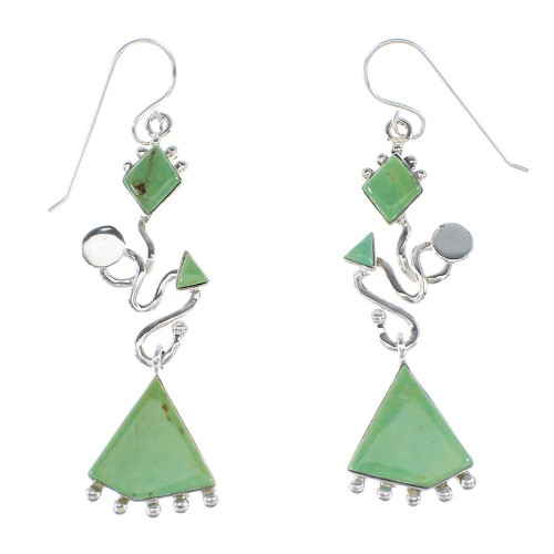 Turquoise Authentic Sterling Silver Hook Dangle Earrings AX95081