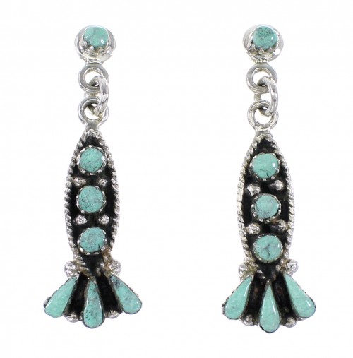 Turquoise Southwest Sterling Silver Jewelry Post Dangle Earrings AX95146