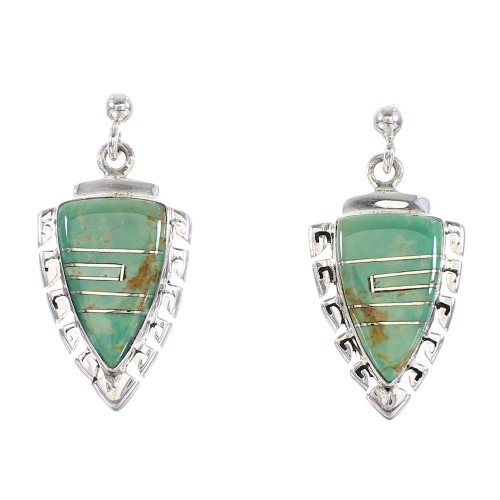 Sterling Silver Turquoise Southwest Arrowhead And Waterwave Post Dangle Earrings AX95594