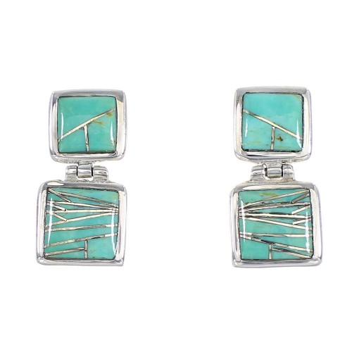 Turquoise Silver Post Dangle Earrings AX95643