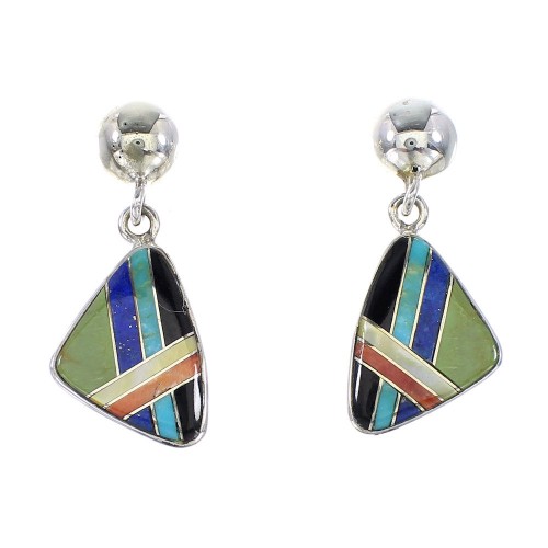 Authentic Sterling Silver Multicolor Post Dangle Earrings AX95340
