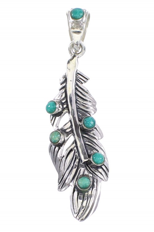 Sterling Silver And Turquoise Feather Pendant RX95260