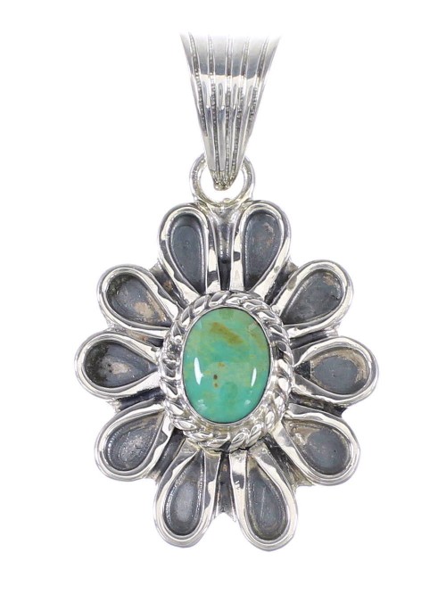 Authentic Sterling Silver And Turquoise Flower Pendant RX95280