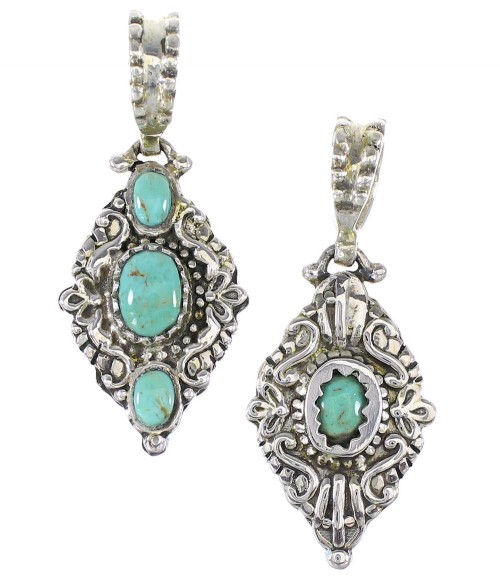 Turquoise And Authentic Sterling Silver Reversible Pendant RX95394