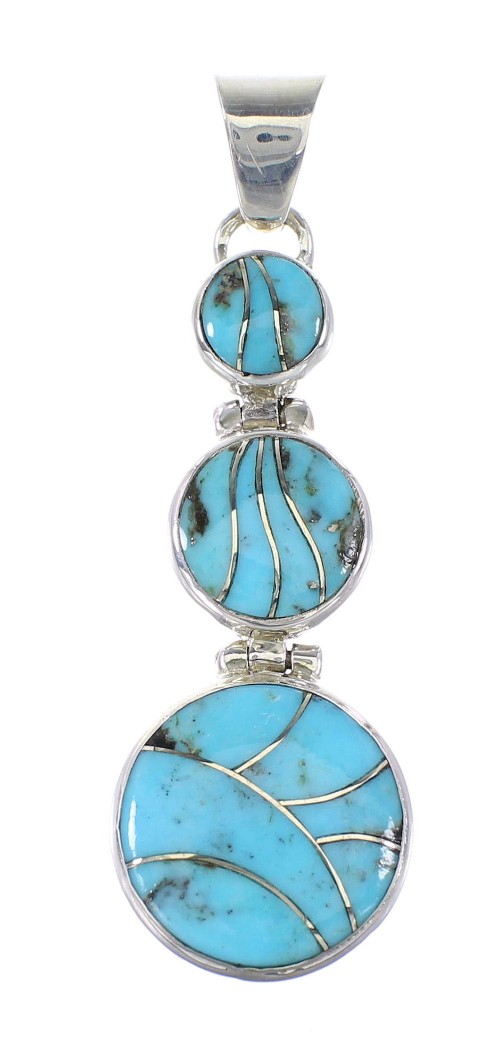 Turquoise Inlay Genuine Sterling Silver Pendant AX95251