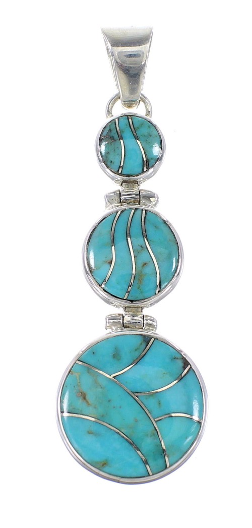 Turquoise Inlay Authenitc Sterling Silver Pendant AX95252