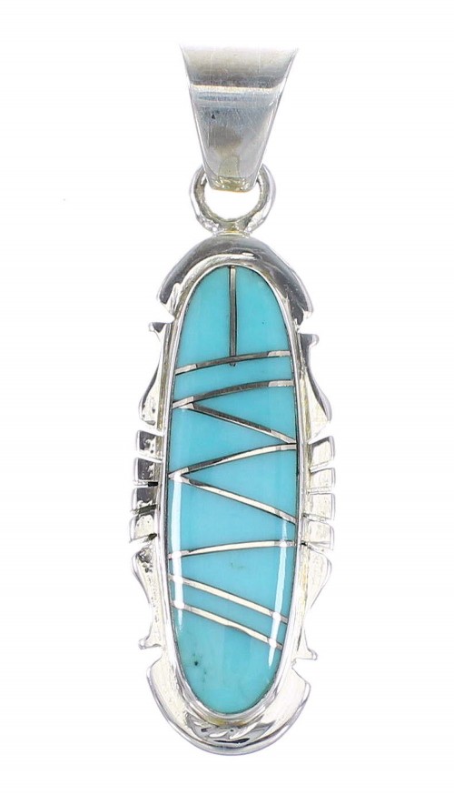 Turquoise Authenitc Sterling Silver Southwestern Pendant AX95257