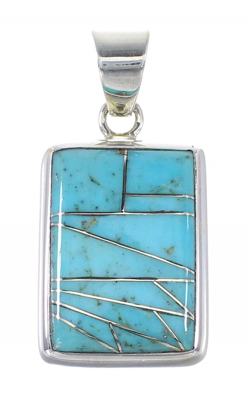 Southwest Sterling Silver Turquoise Inlay Pendant AX95279