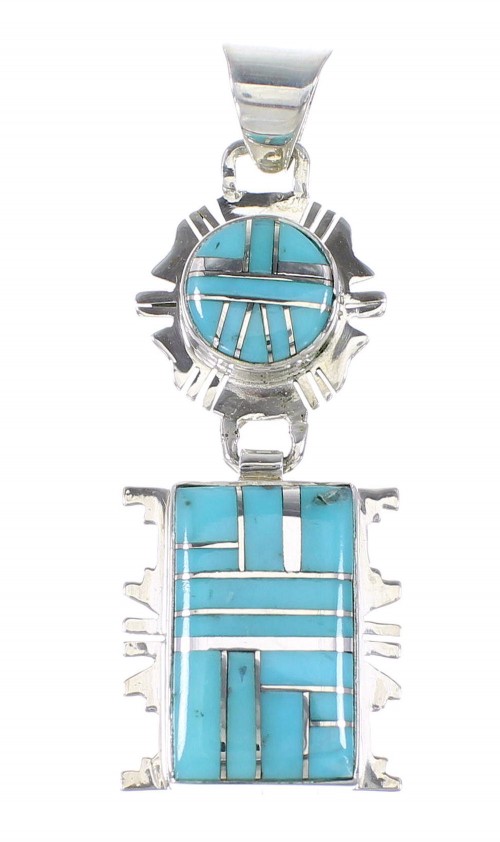 Turquoise Silver Southwestern Pendant AX95294