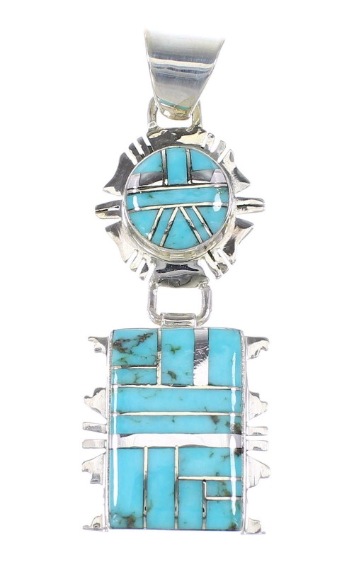 Turquoise Silver Jewelry Southwestern Pendant AX95295