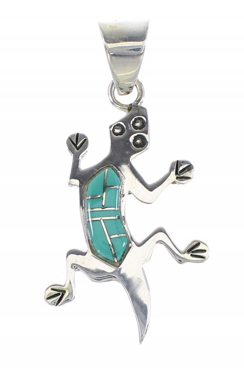 Southwestern Sterling Silver Turquoise Lizard Jewelry Pendant AX95314