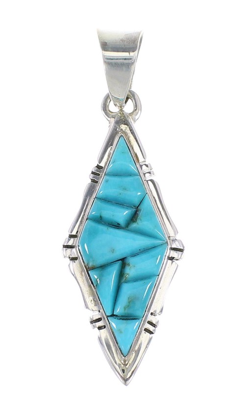 Turquoise Southwest Jewelry Authentic Sterling Silver Pendant AX95326