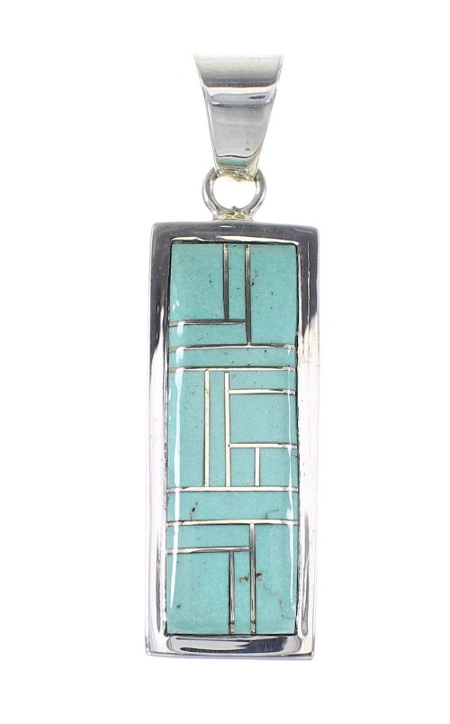Southwest Authentic Sterling Silver Turquoise Pendant AX95449