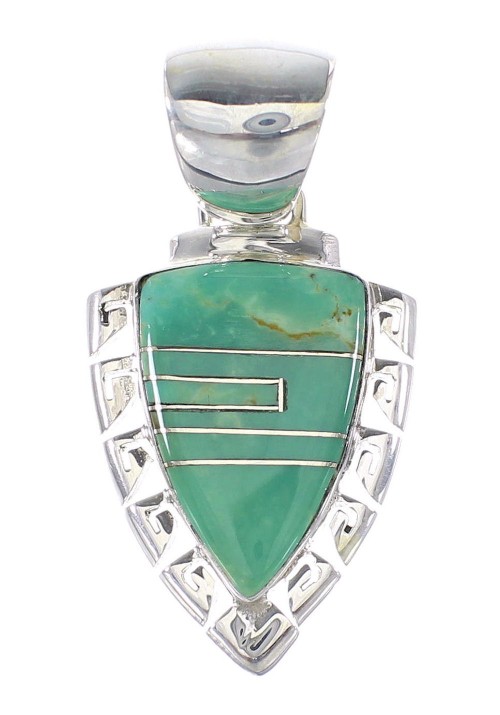 Turquoise Silver Southwest Waterwave And Arrowhead Pendant AX95468