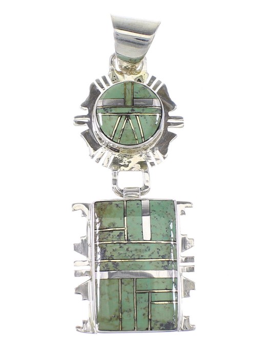 Turquoise Silver Jewelry Southwestern Pendant AX95472