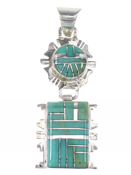 Silver Jewelry Turquoise Inlay Pendant AX95482