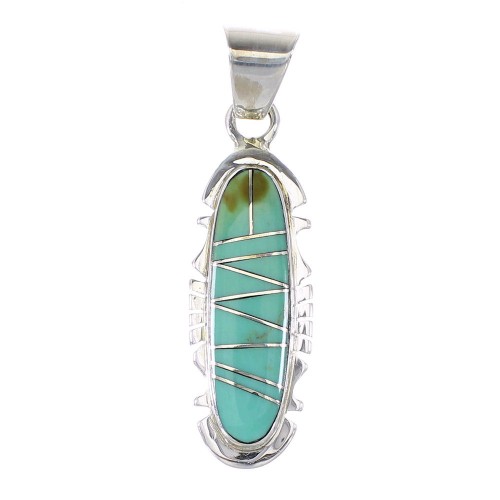 Turquoise Inlay Southwest Silver Pendant AX95500